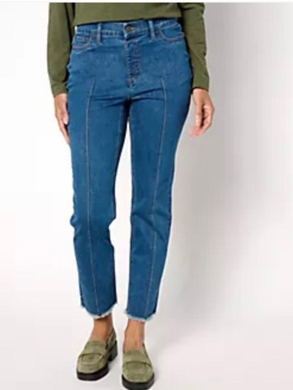 New Denim & Co Indigo Easy Stretch Straight Leg Crop Pant/ 10 Petite